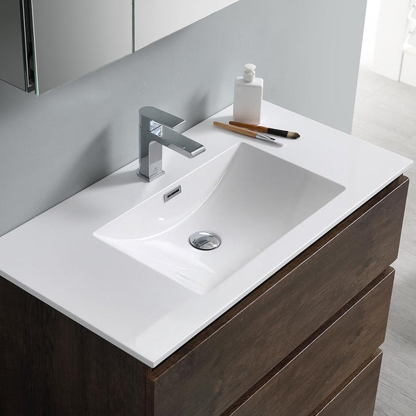 Fresca Lazzaro 36" Free Standing Modern Bathroom Cabinet w/ Integrated Sink - Luxe Bathroom Vanities