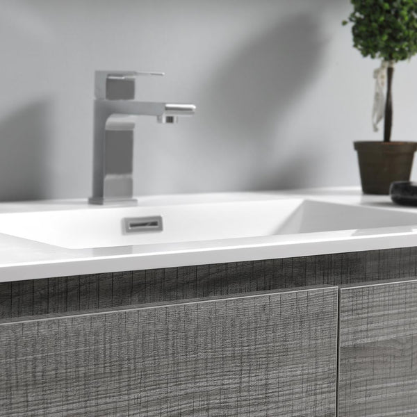 Fresca Lazzaro 60" Free Standing Modern Bathroom Cabinet w/ Integrated Single Sink - Luxe Bathroom Vanities