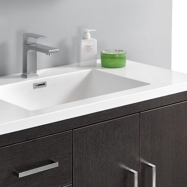 Fresca Imperia 36" Dark Free Standing Modern Bathroom Cabinet w/ Integrated Sink - Left Version - Luxe Bathroom Vanities