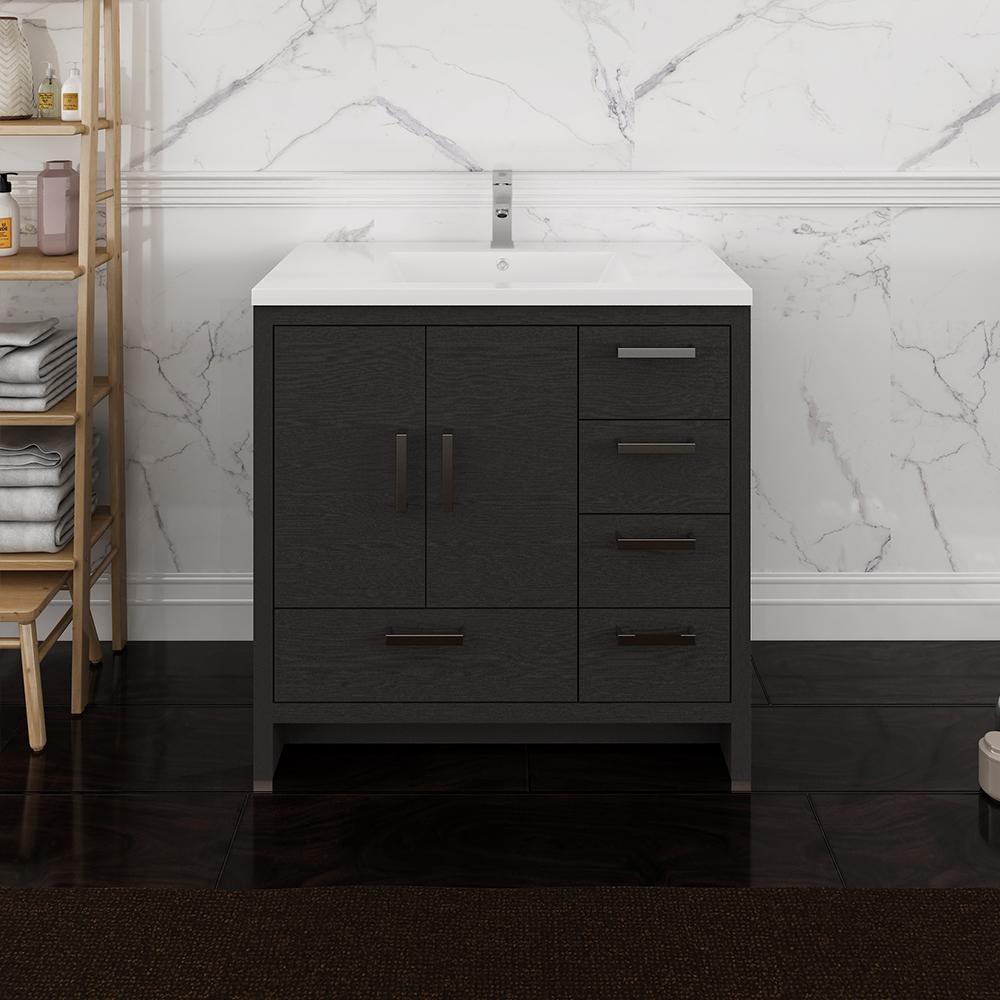 Fresca Imperia 36" Free Standing Modern Bathroom Cabinet w/ Integrated Sink - Right Version - Luxe Bathroom Vanities