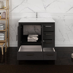 Fresca Imperia 36" Free Standing Modern Bathroom Cabinet w/ Integrated Sink - Right Version - Luxe Bathroom Vanities