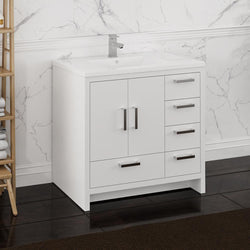 Fresca Imperia 36" Free Standing Modern Bathroom Cabinet w/ Integrated Sink - Right Version - Luxe Bathroom Vanities