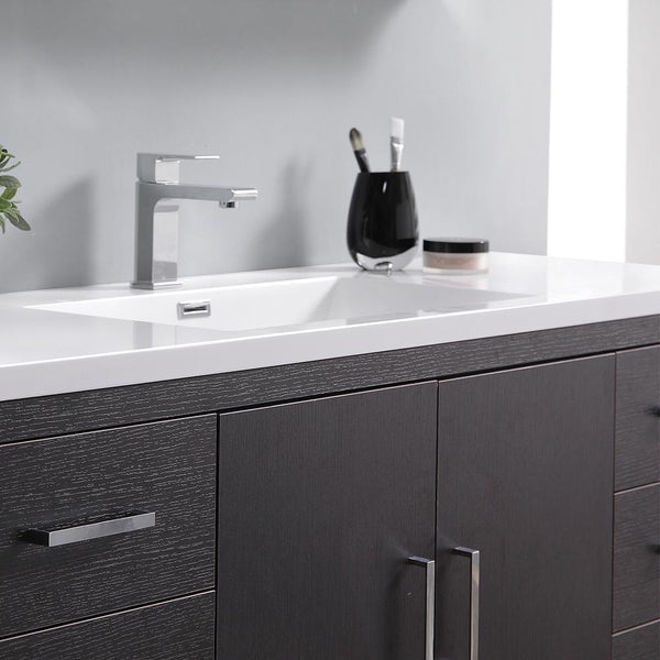 Fresca Imperia 60" Dark Free Standing Modern Bathroom Cabinet w/ Integrated Single Sink - Luxe Bathroom Vanities