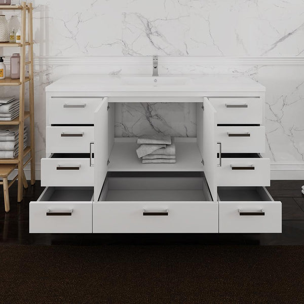 Fresca Imperia 60" Free Standing Modern Bathroom Cabinet w/ Integrated Single Sink - Luxe Bathroom Vanities