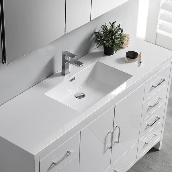 Fresca Imperia 60" Free Standing Modern Bathroom Cabinet w/ Integrated Single Sink - Luxe Bathroom Vanities