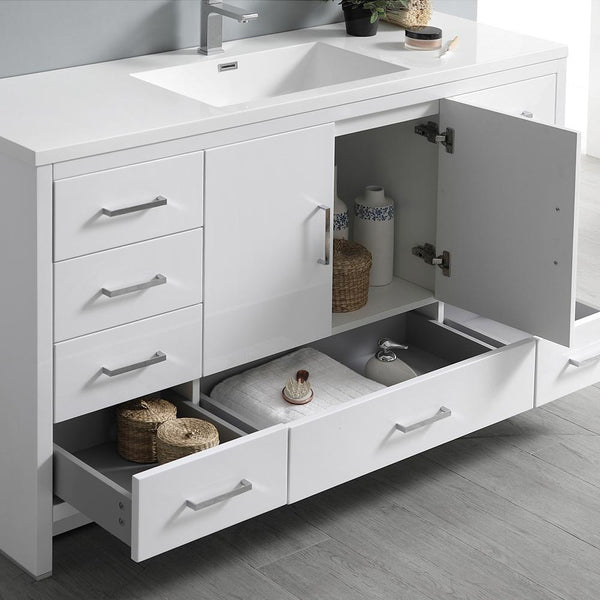 Fresca Imperia 60" Free Standing Modern Bathroom Cabinet w/ Integrated Single Sink - Luxe Bathroom Vanities