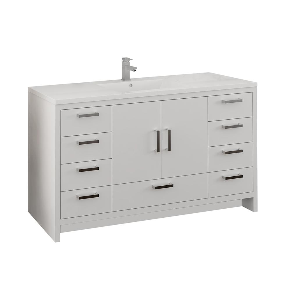 Fresca Imperia 60" Free Standing Modern Bathroom Cabinet w/ Integrated Single Sink - Luxe Bathroom Vanities