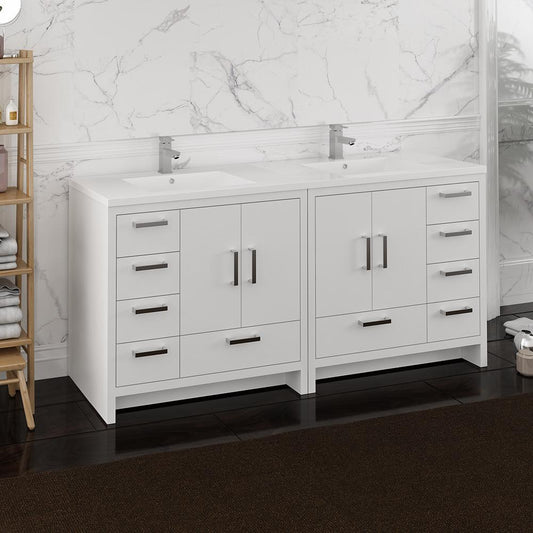 Fresca Imperia 72" Free Standing Double Sink Modern Bathroom Cabinet w/ Integrated Sink - Luxe Bathroom Vanities