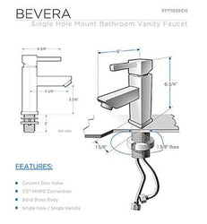 Fresca Bevera Single Hole Mount Bathroom Vanity Faucet - Chrome - Luxe Bathroom Vanities