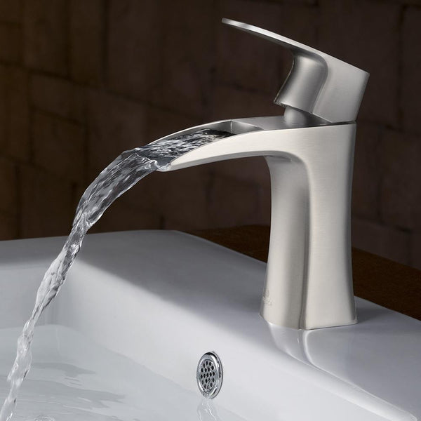 Fresca Fortore Single Hole Mount Bathroom Vanity Faucet - Brushed Nickel - Luxe Bathroom Vanities
