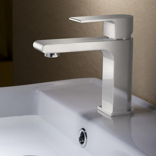 Fresca Allaro Single Hole Mount Bathroom Vanity Faucet - Brushed Nickel - Luxe Bathroom Vanities