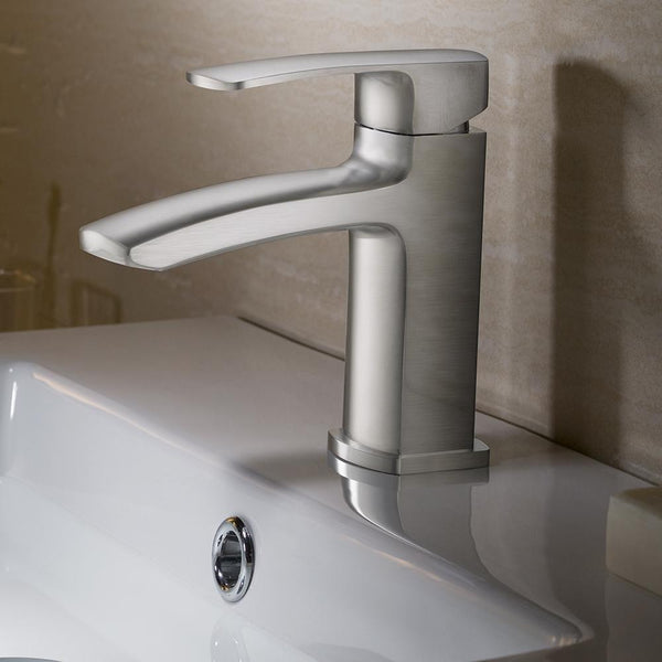 Fresca Fiora Single Hole Mount Bathroom Vanity Faucet - Brushed Nickel - Luxe Bathroom Vanities