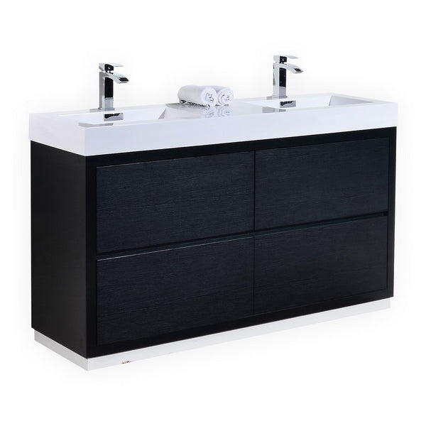 Kubebath Bliss 60" Double Sink Free Standing Modern Bathroom Vanity - Luxe Bathroom Vanities