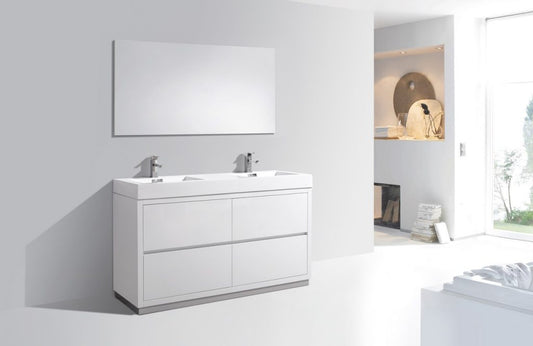 Kubebath Bliss 60" Double Sink Free Standing Modern Bathroom Vanity - Luxe Bathroom Vanities