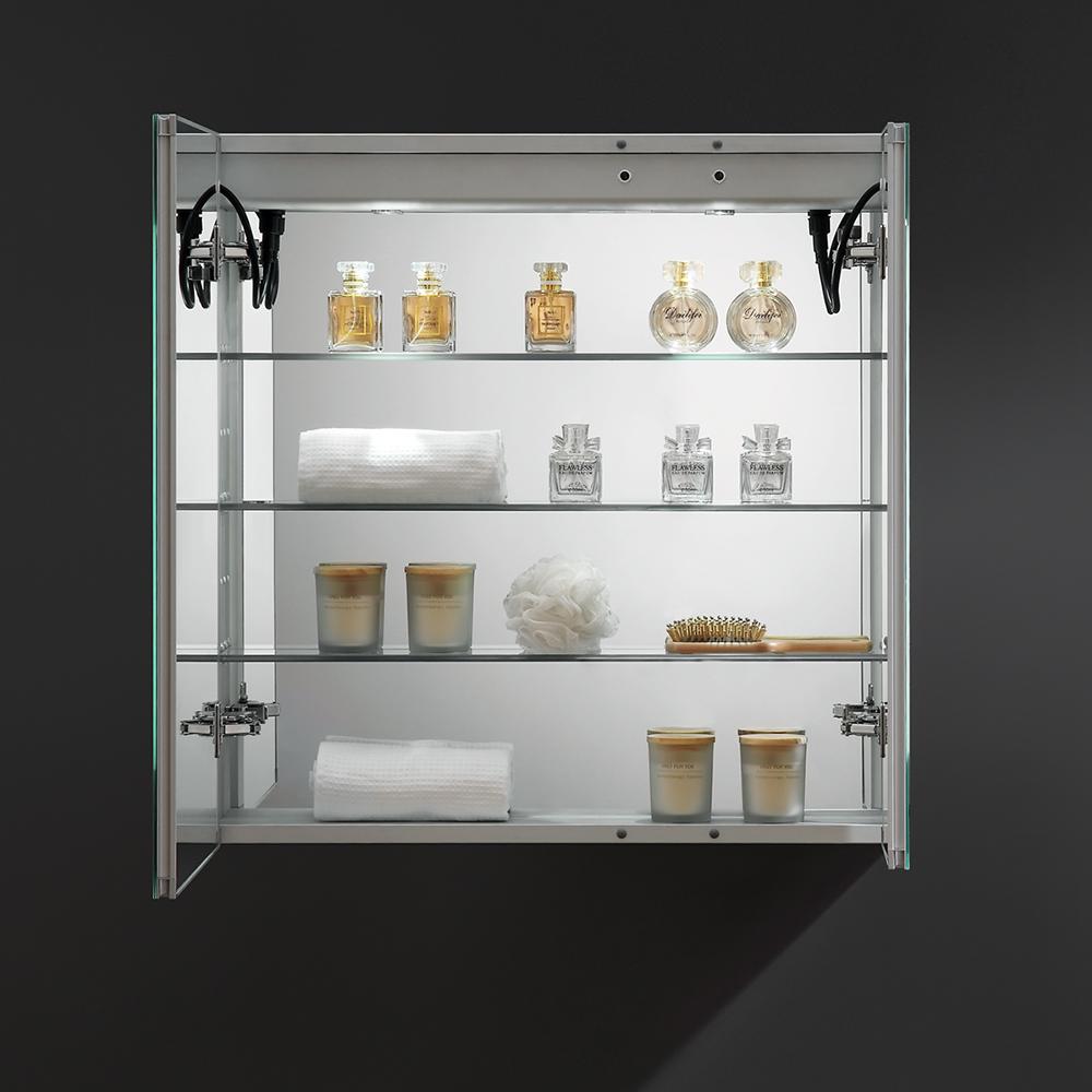 Fresca Tiempo 30" Wide x 30" Tall Bathroom Medicine Cabinet w/ LED Lighting & Defogger - Luxe Bathroom Vanities