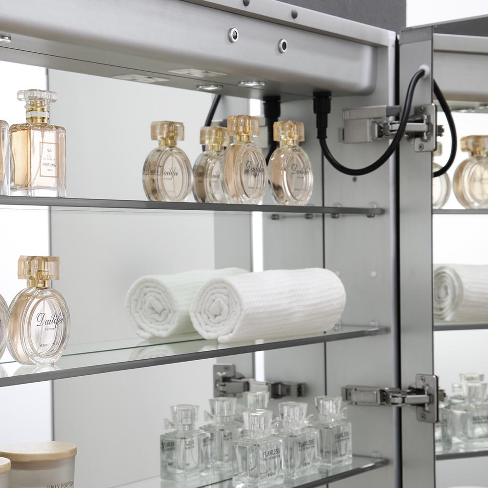 Fresca Tiempo 36" Wide x 36" Tall Bathroom Medicine Cabinet w/ LED Lighting & Defogger - Luxe Bathroom Vanities