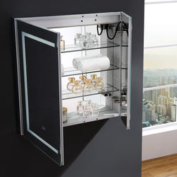 Fresca Spazio 30" Wide x 30" Tall Bathroom Medicine Cabinet w/ LED Lighting & Defogger - Luxe Bathroom Vanities