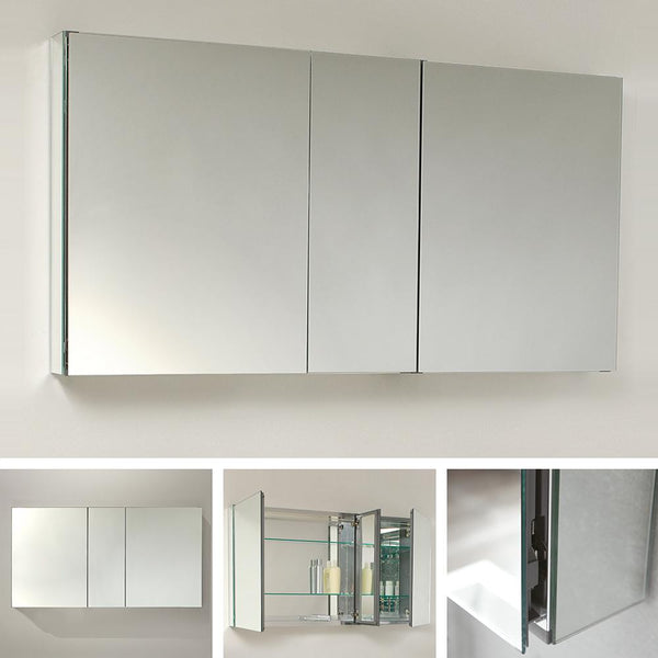 Fresca 50" Wide x 26" Tall Bathroom Medicine Cabinet w/ Mirrors - Luxe Bathroom Vanities
