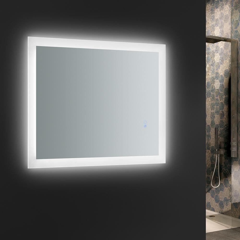 Fresca Angelo 24" Wide x 30" Tall Bathroom Mirror w/ Halo Style LED Lighting and Defogger - Luxe Bathroom Vanities