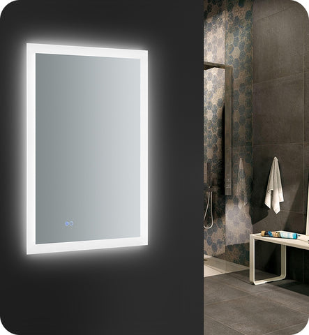 Fresca Angelo 24" Wide x 36" Tall Bathroom Mirror w/ Halo Style LED Lighting and Defogger - Luxe Bathroom Vanities Luxury Bathroom Fixtures Bathroom Furniture