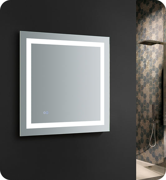 Fresca Santo 30" Wide x 30" Tall Bathroom Mirror w/ LED Lighting and Defogger - Luxe Bathroom Vanities Luxury Bathroom Fixtures Bathroom Furniture