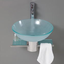 Fresca Cristallino 18" Modern Glass Bathroom Vanity w/ Frosted Vessel Sink - Luxe Bathroom Vanities
