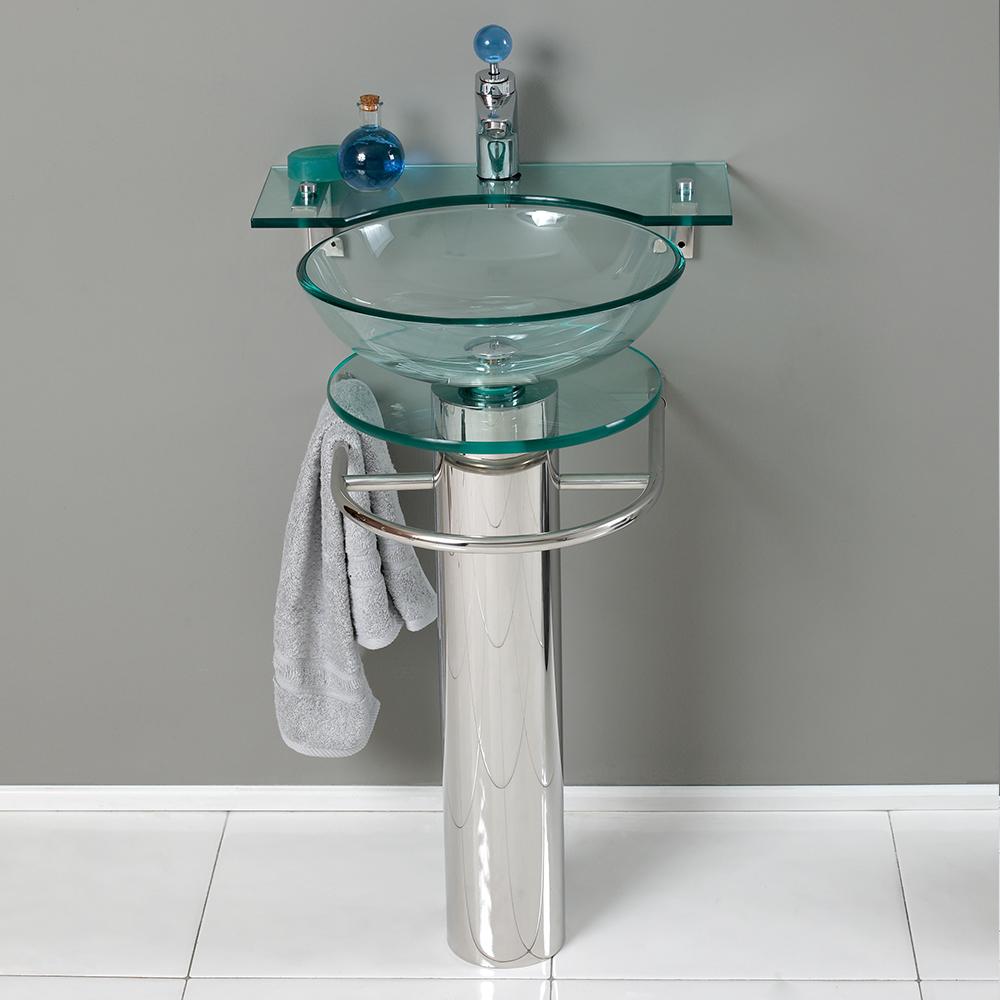 Fresca Ovale 24" Modern Glass Bathroom Vanity w/ Frosted Edge Mirror - Luxe Bathroom Vanities