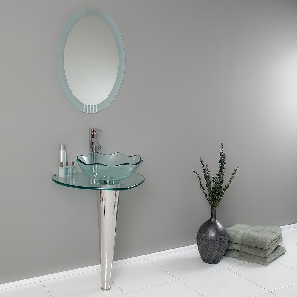 Fresca Netto 24" Modern Glass Bathroom Vanity w/ Wavy Edge Vessel Sink - Luxe Bathroom Vanities