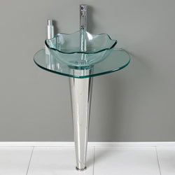 Fresca Netto 24" Modern Glass Bathroom Vanity w/ Wavy Edge Vessel Sink - Luxe Bathroom Vanities