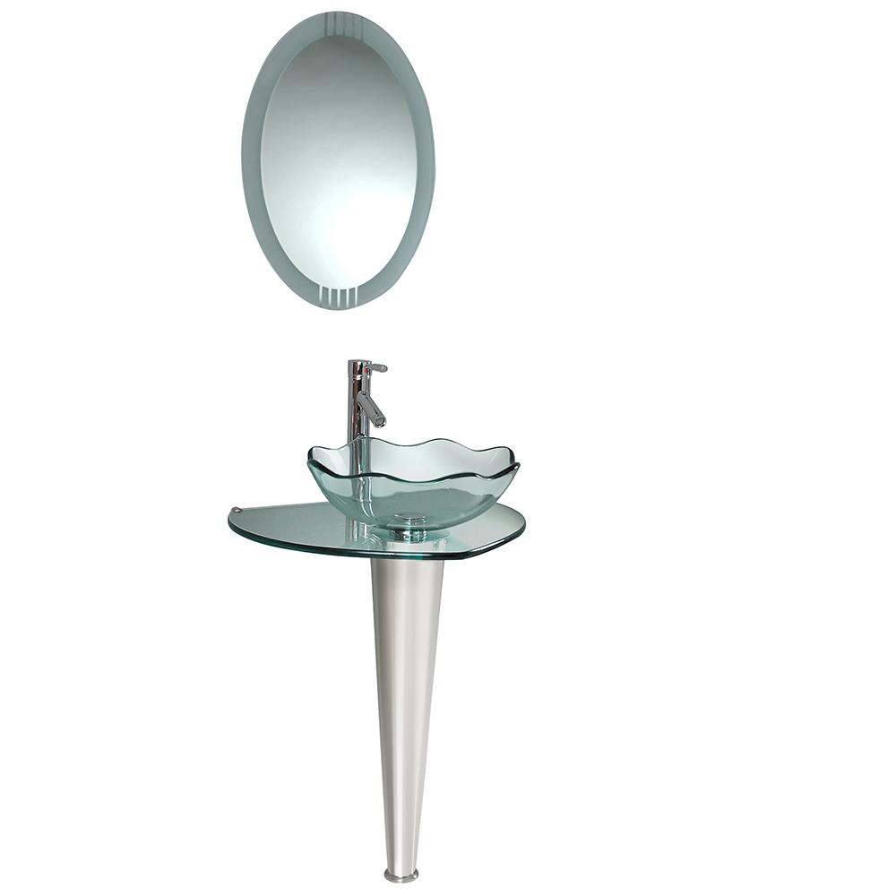 Fresca Netto 24" Modern Glass Bathroom Vanity w/ Wavy Edge Vessel Sink - Luxe Bathroom Vanities