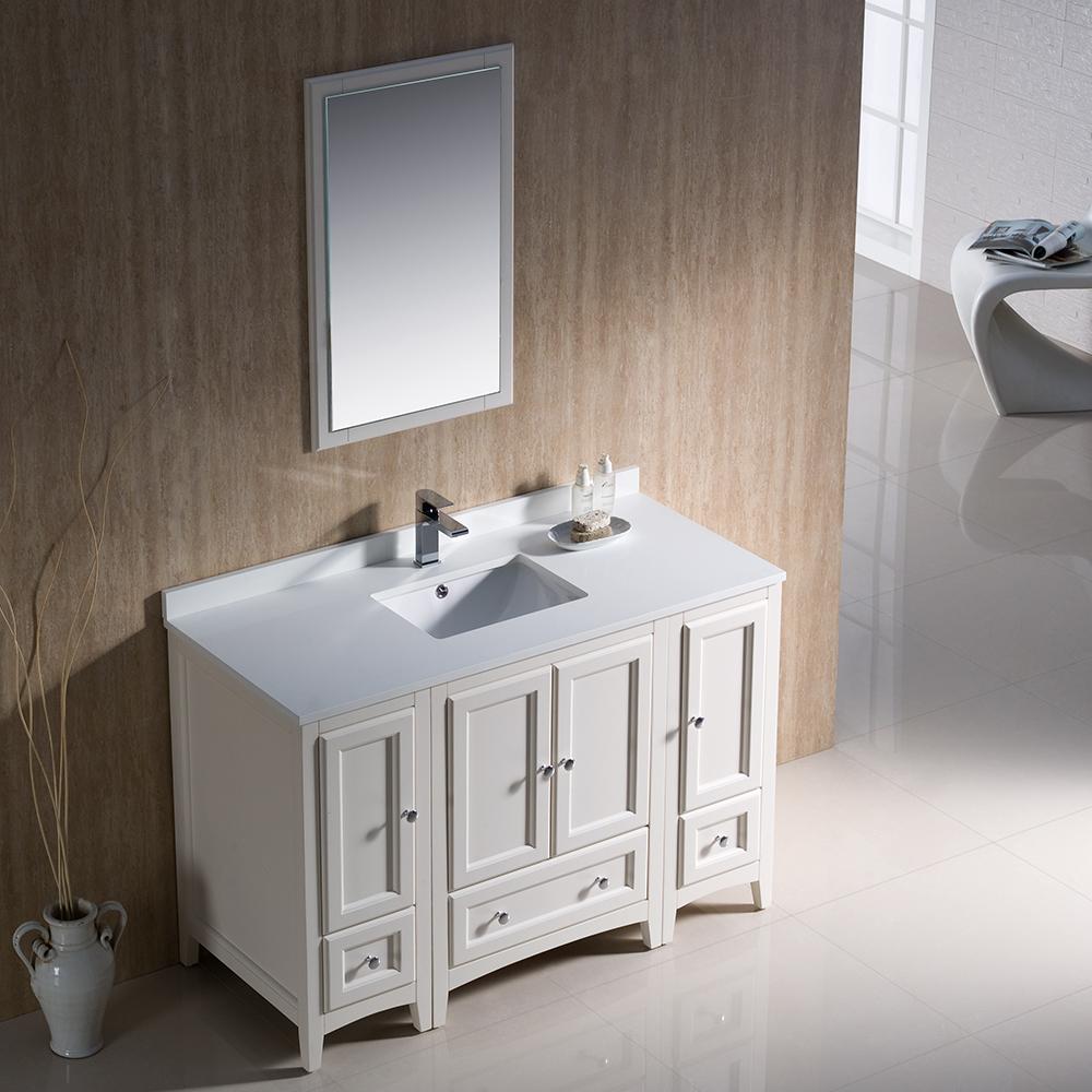 Fresca Oxford 48" Antique White Traditional Bathroom Vanity - Luxe Bathroom Vanities