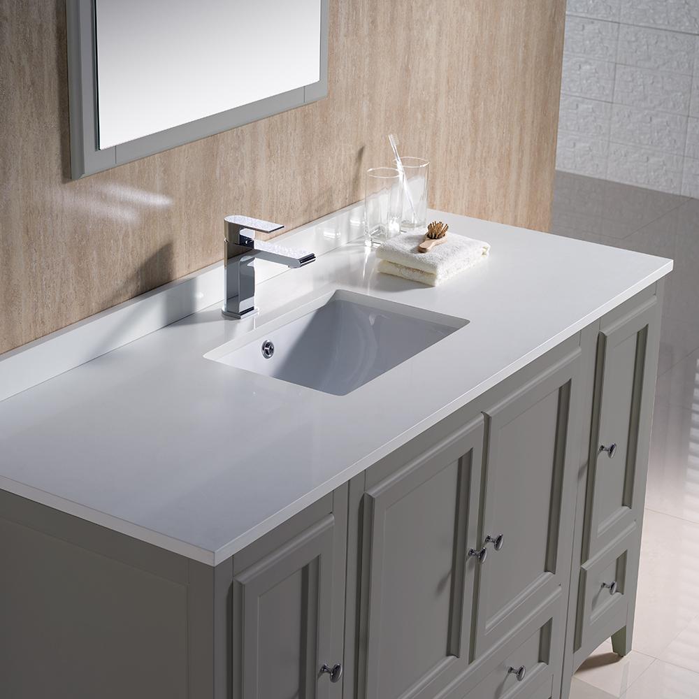 Fresca Oxford 54" Gray Traditional Bathroom Vanity - Luxe Bathroom Vanities