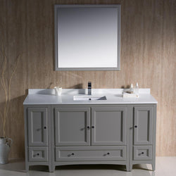 Fresca Oxford 60" Gray Traditional Bathroom Vanity - Luxe Bathroom Vanities