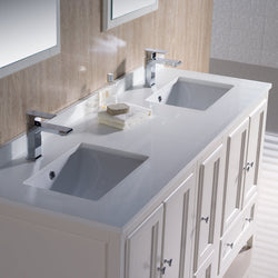 Fresca Oxford 60" Antique White Traditional Double Sink Bathroom Vanity w/ 5 Soft Close Doors - Luxe Bathroom Vanities