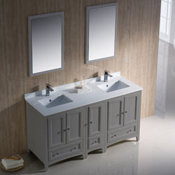 Fresca Oxford 60" Gray Traditional Double Sink Bathroom Vanity w/ 5 Soft Close Doors - Luxe Bathroom Vanities