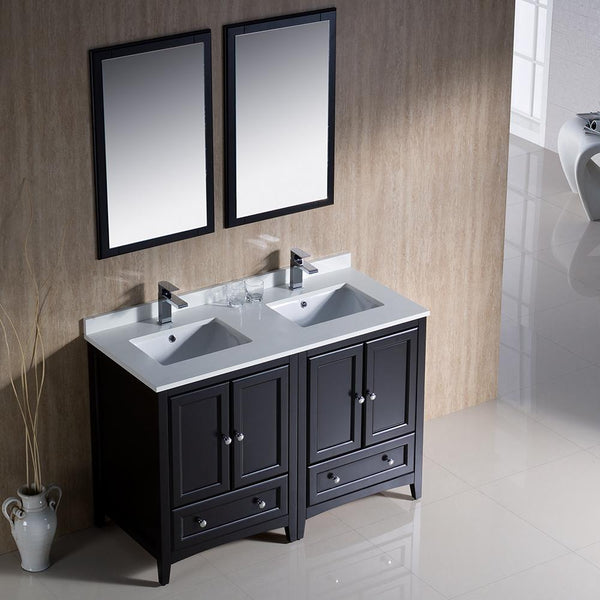 Fresca Oxford 48" Espresso Traditional Double Sink Bathroom Vanity - Luxe Bathroom Vanities
