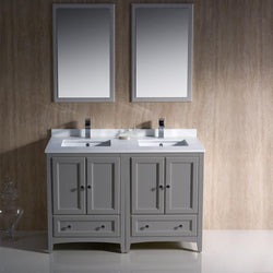 Fresca Oxford 48" Gray Traditional Double Sink Bathroom Vanity - Luxe Bathroom Vanities