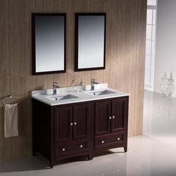 Fresca Oxford 48" Mahogany Traditional Double Sink Bathroom Vanity - Luxe Bathroom Vanities