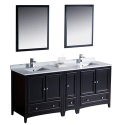 Fresca Oxford 72" Espresso Traditional Double Sink Bathroom Vanity w/ 5 Soft Close Doors - Luxe Bathroom Vanities