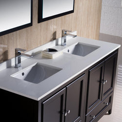 Fresca Oxford 60" Espresso Traditional Double Sink Bathroom Vanity - Luxe Bathroom Vanities