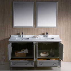 Fresca Oxford 60" Gray Traditional Double Sink Bathroom Vanity - Luxe Bathroom Vanities