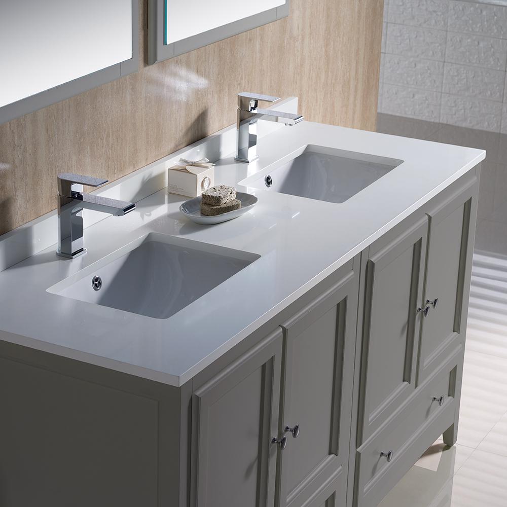 Fresca Oxford 60" Gray Traditional Double Sink Bathroom Vanity - Luxe Bathroom Vanities
