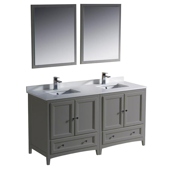 Fresca Oxford 60" Gray Traditional Double Sink Bathroom Vanity - Luxe Bathroom Vanities