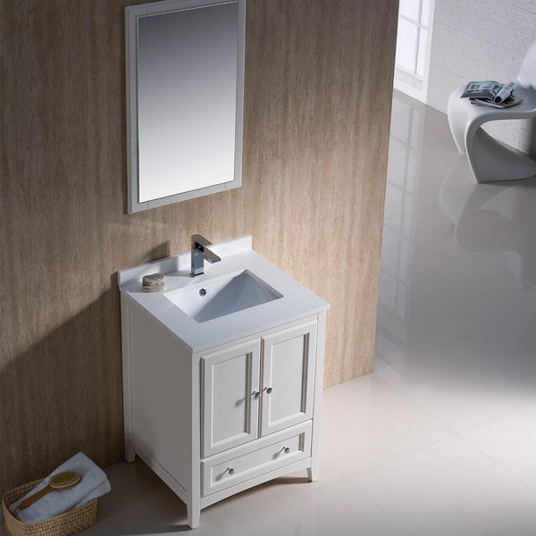 Fresca Oxford 24" Antique White Traditional Bathroom Vanity - Luxe Bathroom Vanities