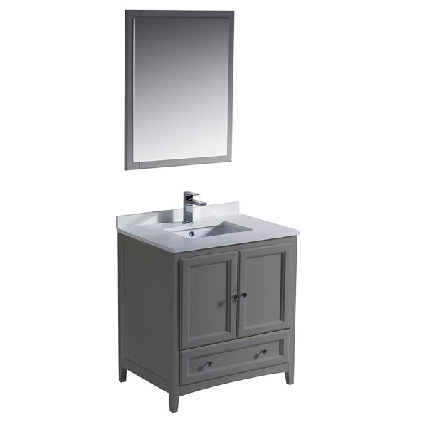 Fresca Oxford 30" Gray Traditional Bathroom Vanity - Luxe Bathroom Vanities