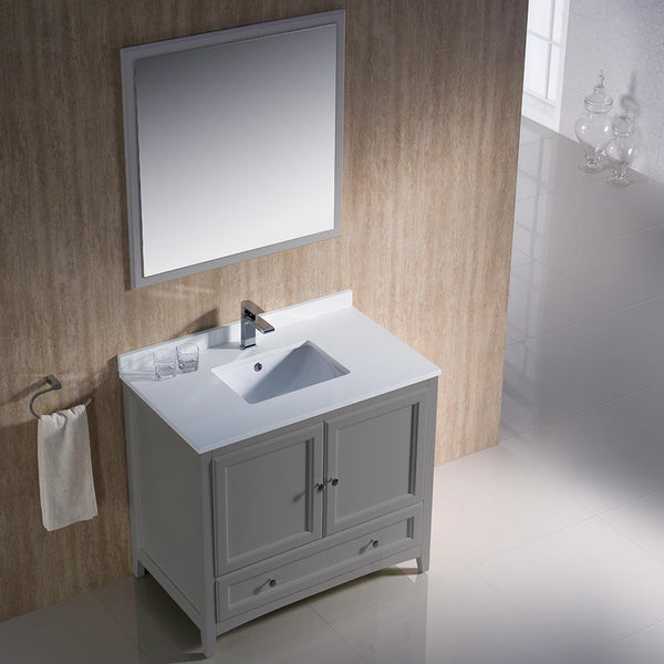 Fresca Oxford 36" Gray Traditional Bathroom Vanity - Luxe Bathroom Vanities