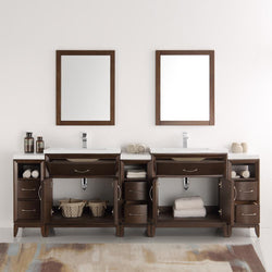 Fresca Cambridge 96" Antique Coffee Double Sink Traditional Bathroom Vanity w/ Mirrors - Luxe Bathroom Vanities