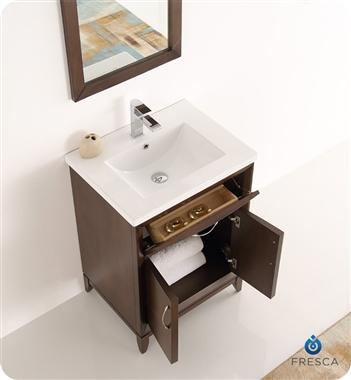 Fresca Cambridge 24" Antique Coffee Traditional Bathroom Vanity w/ Mirror - Luxe Bathroom Vanities
