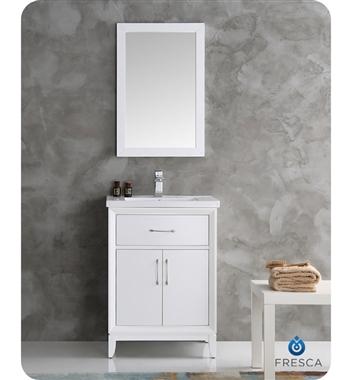 Fresca Cambridge 24" White Traditional Bathroom Vanity w/ Mirror - Luxe Bathroom Vanities