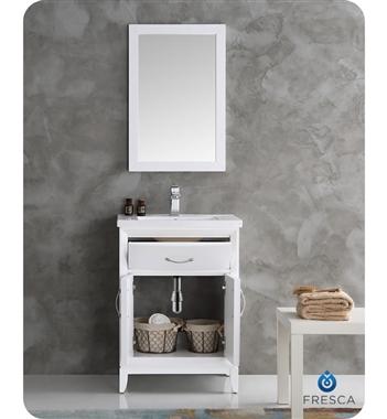 Fresca Cambridge 24" White Traditional Bathroom Vanity w/ Mirror - Luxe Bathroom Vanities